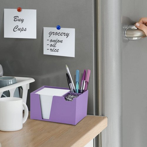 Acrimet Desktop Organizer Pencil, Pen, Paper, Clip, Caddy Holder (Plastic) (White Paper Included) (Solid Purple Color)