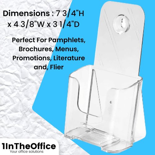 1InTheOffice Acrylic Brochure Holder 4 Pack - Clear, Modern, Portable - Holds Brochures, Flyers, Booklets Up to 4 Inches Wide - Transparent, Home Office