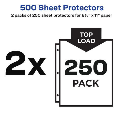 Avery Diamond Clear Heavyweight Sheet Protectors for 3 Ring Binders, Easy Load, 2 Packs, 500 Page Protectors Total (46022)