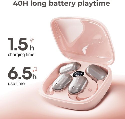 MINISO MS162 AI Translation Earbuds Real Time, 3-in-1 Translator Earbuds 135 Language&Accents OWS Bluetooth 5.4 Open Ear Headphones 50H Playtime for iOS & Android, Travel Business Learning (Pink)