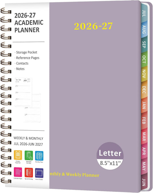 Academic Planner 2026-2027 | Weekly & Monthly Calendar | Daily Agenda Book - Letter Size (8.5'' x 11'')