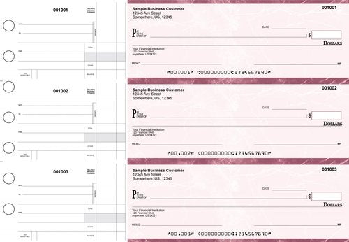 ABC Manual Checks for Business 3 on a Page with Stub Voucher 500 Checks (Red)