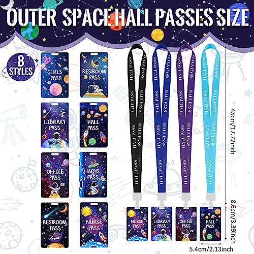 Ctosree Space Theme PVC Hall Pass Lanyards Set - Unbreakable School Passes