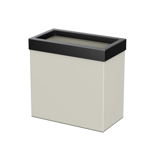 Gatco Modern Rectangle Wastebasket, Matte Pearl and Matte Black Combo - Stainless Steel Trash Can with Removable Lid, Leakproof, 3 Gallon Capacity for Bathroom, Bedroom, Kitchen, or Office