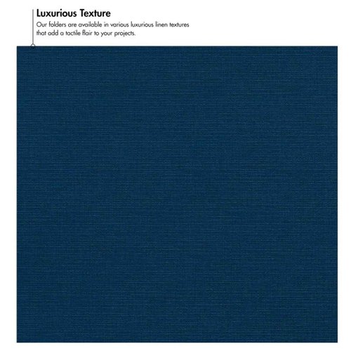 LUXPaper 9" x 12" Presentation Folders | Two Pocket | Front Cover Card Slits (Center) | Nautical Blue Linen | 100lb. Cover | 25 Qty