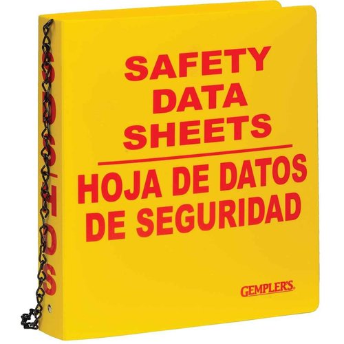 Gemplers Heavy Duty Premium-Grade 300-Page Yellow 1.5” GHS Compliance Binder for SDS Safety Data Sheets in Bilingual English and Spanish Plus 36” Chain for Securing to Wall or Storage Rack