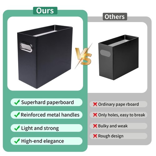 Tcbelosion Collapsible File Organizer Box with Handle, Filing Organizer for Home or Office, Small Portable File Box(4 Packs, Black)