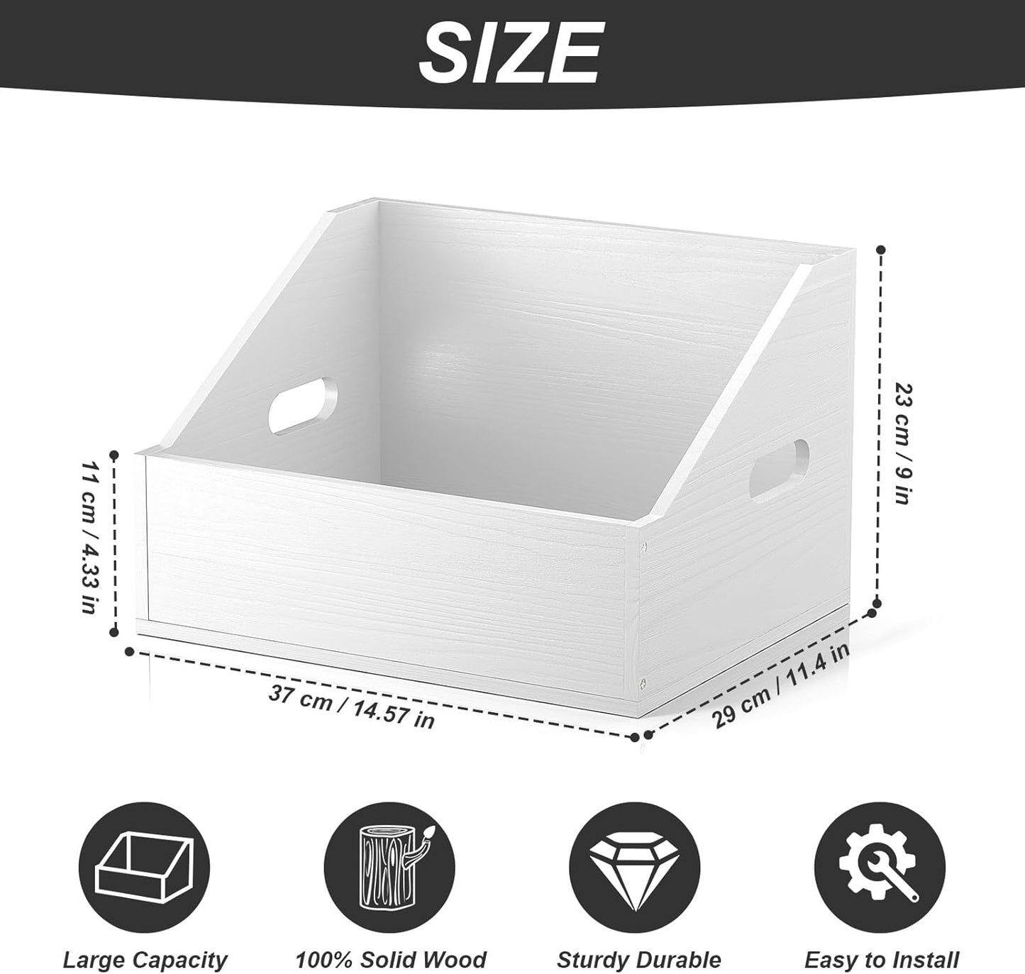 Skiennix Vinyl Record Storage - Retro Durable Crate for 60+ Records | Stylish Album Organizer in White