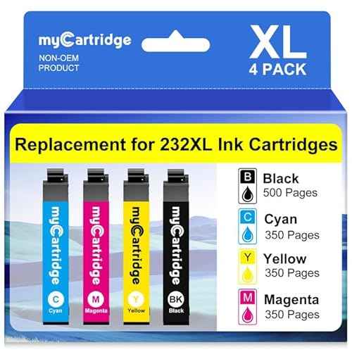 myCartridge Replacement for 232 Ink Cartridge Remanufactured for 232XL Ink Cartridges Combo Pack Compatible with XP-4200 XP-4205 WF-2930 WF 2950 Printer, 4 Pack (BK/C/M/Y)