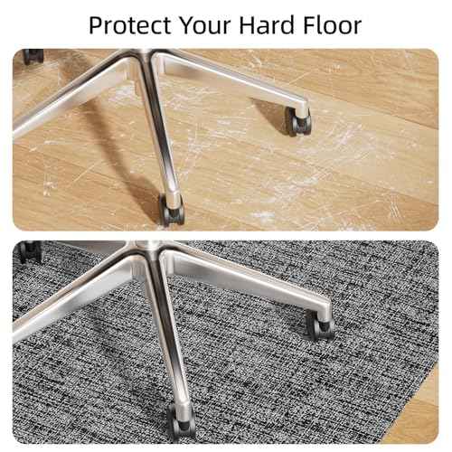 Yecaye Office Chair Mat for Hardwood Floor,45" x 53" Under Computer Desk Floor Protects for Rolling Chair,Non Slip PVC Woven Gaming Chair Mat,Not for Carpet (Blackwhite, 45" x 53")