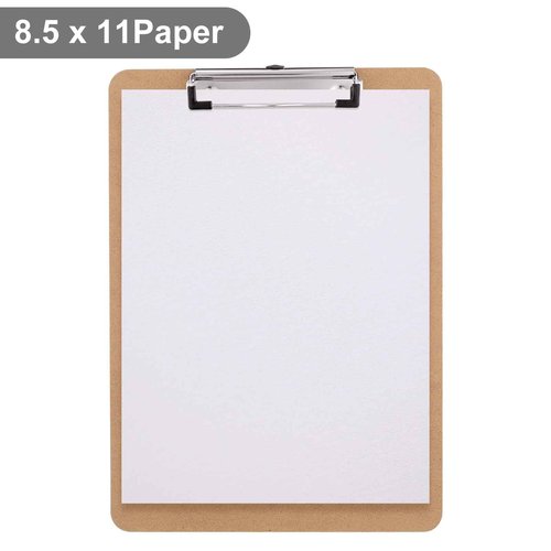 Macroclo Wood Clipboards 40 Pack, Letter Size Hardboard Clip Board 8.5x11 for Classroom, Students, Kid, A4 Standard Size 9" x 12.5" with Low Profile Clip, Office & School Supply