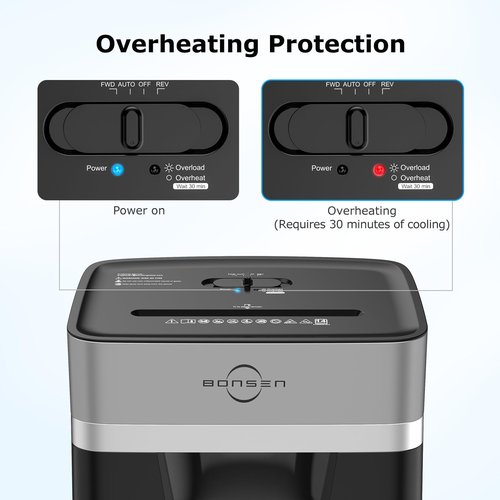 BONSEN 14-Sheet Paper Shredder for Home Office, Heavy Duty Cross Cut Shredder with 5.3 Gal Pullout Bin, Quiet Shredder for CDs/Credit Card/Staple, P-4 Security, Anti-Jam System