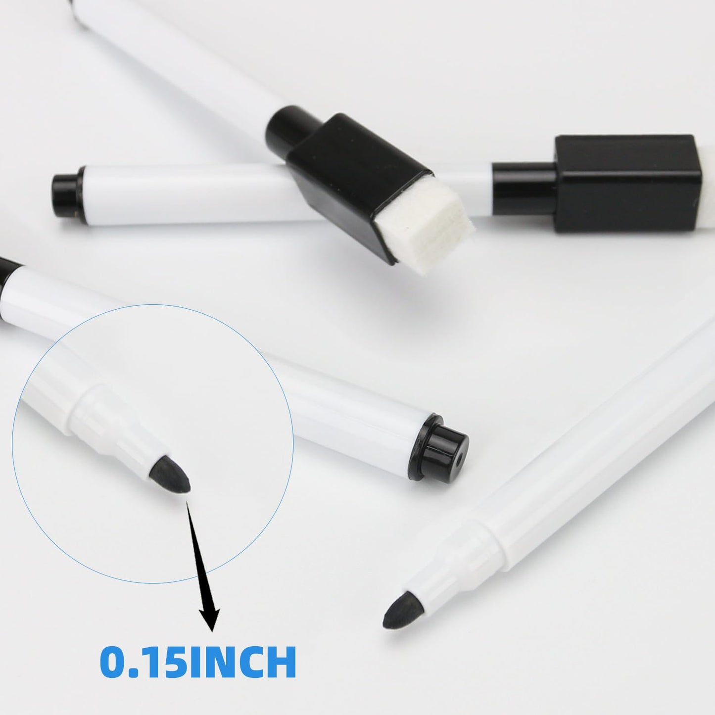 JEFURE 25 Pcs Black Magnetic Dry Erase Markers with Eraser Cap, White Board Mini Dry Erase Markers Bulk, Fine Point Tip Student White Board Markers for Teachers Office School Supplies