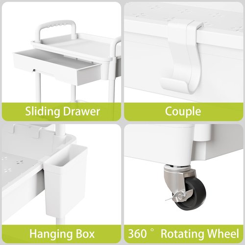 Sorgion 4 Tier Rolling Cart Organizer,Art Craft Diaper Bedside Snack Laundry Room Bathroom Organizer Narrow Thin Slim Rolling Trolley Utility Cart with Wheels for Kitchen,Office(White)