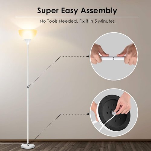 BoostArea LED Floor Lamp - 70.1” Modern Torchiere with Eye-Caring Design for Living Room & Office