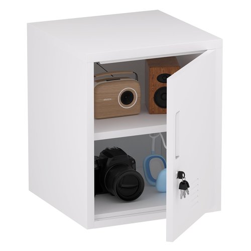 JINGUR Metal Storage Locker Cabinet with Locking Door and Adjustable Shelf for Home Office Classroom Workshop Organization (White)