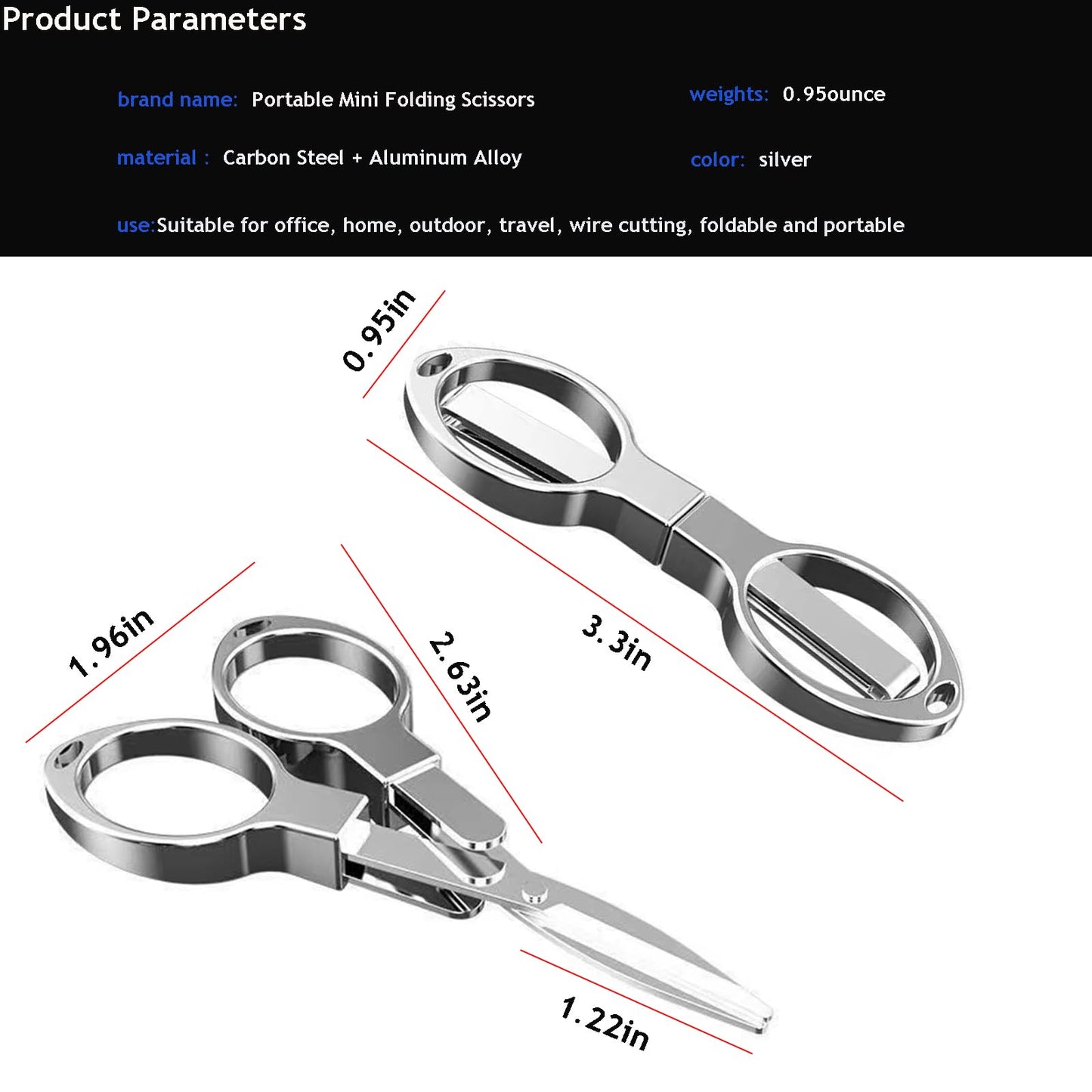 YVAOG Folding Scissors, Safe Portable Safe Portable Travel Mini Scissors, Stainless Steel Retractable Small Scissors for Home Office, 2 Piece Set