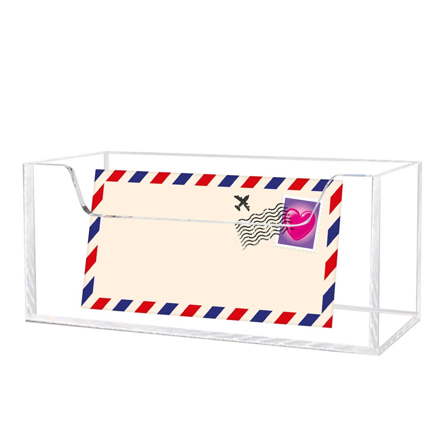 Acrylic Mail Holder Organizer Box for Desk Countertop Wall Mount Clear