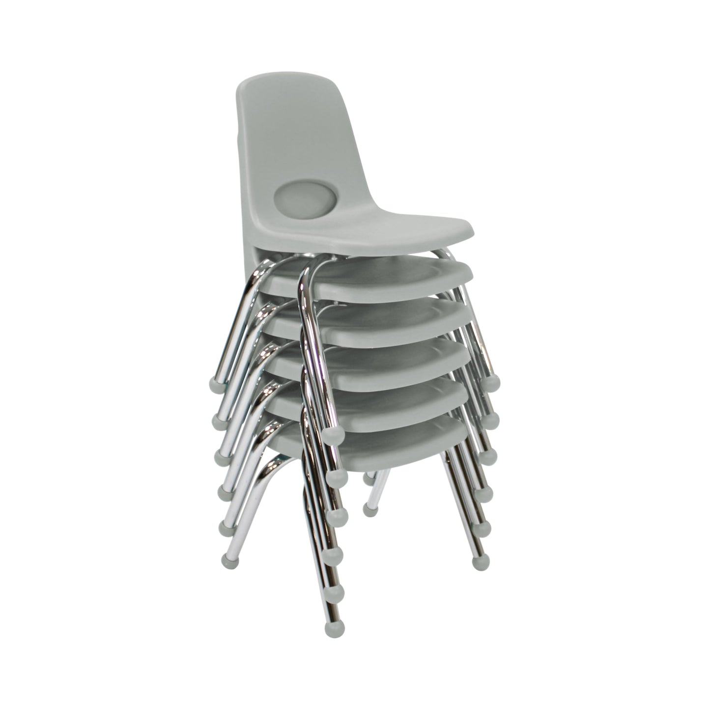 FDP 12" School Stack Chair,Stacking Student Seat with Chromed Steel Legs and Ball Glides For In-Home Learning or Classroom - Light Gray (6-Pack), 10359-LG