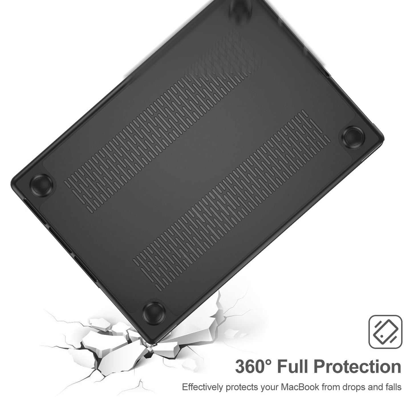 ProCase for MacBook Pro 16 Inch 2026 2025-2021 M5 M4 M3 M2 M1 Pro/Max, Translucent Hard Shell Shockproof Cover for MacBook Pro 16.2" -Black