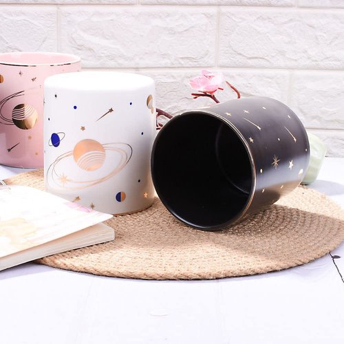BOSILI Cute Ceramic Pen Holder Organizer Pencil Holder Desktop Black and White Set of 2