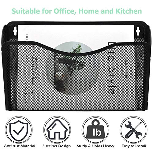EASEPRES 3-Pack Mesh Hanging File Organizer Wall Mount Pocket Folder Black