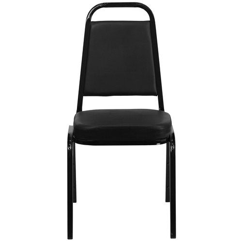 Flash Furniture HERCULES Series Trapezoidal Back Stacking Banquet Chair in Black Vinyl - Black Frame