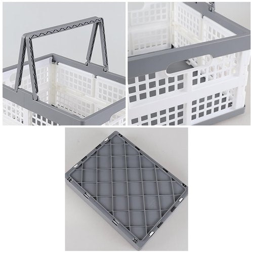 Dehouse 15 L Collapsible Plastic Shopping Basket, 2 Pack Foldable Storage Crates with Handles