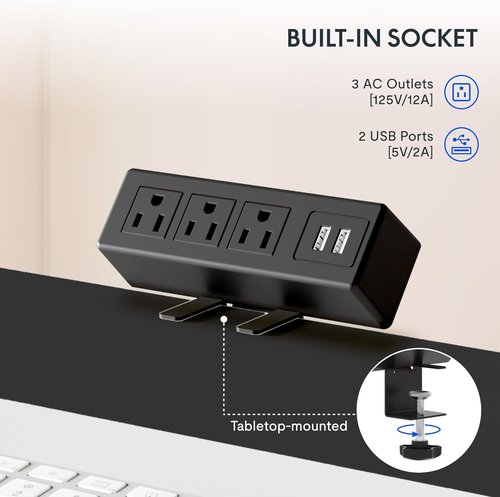 FLEXISPOT EN2 Electric Height Adjustable Standing Desk - 55" White Top with Gray Frame & Power Strip