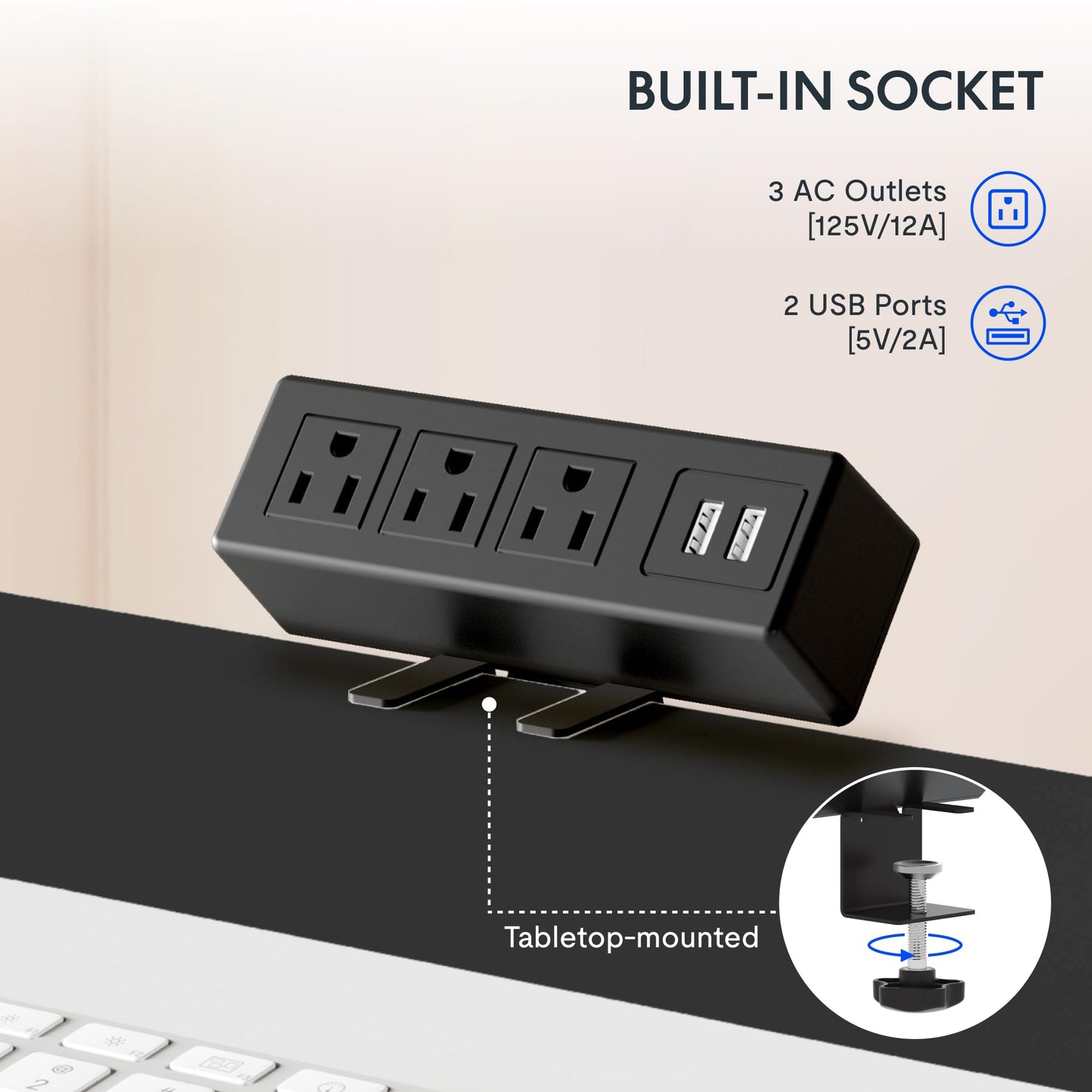FLEXISPOT EN2 Whole-Piece Standing Desk with Clamp Power Strip, 55 x 28 Electric Stand Up Height Adjustable Desk with Cable Management (Gray Frame + 55" Black Top, 2 Packages)
