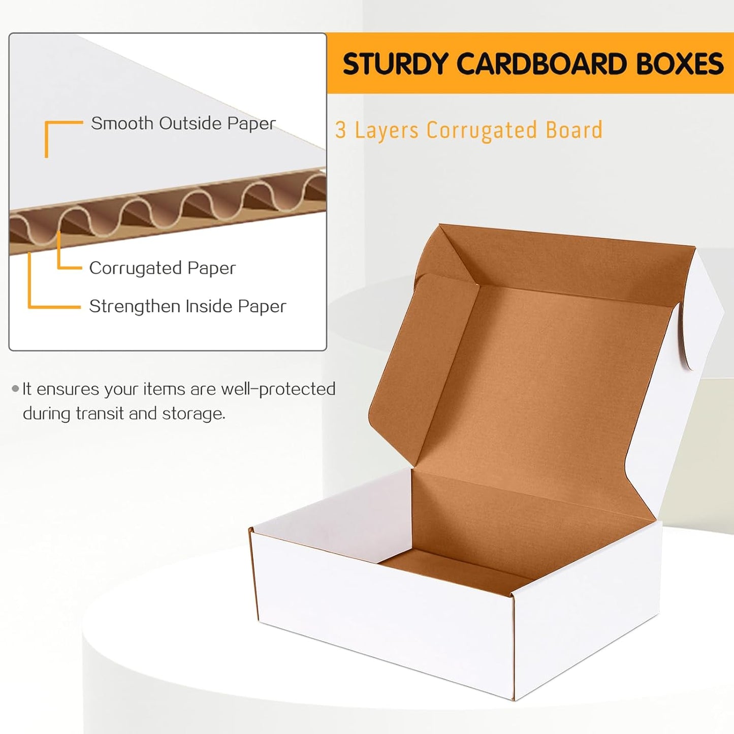 White Corrugated Cardboard Shipping Boxes by [Brand Name] - Set of 20 | 12x9x4 Inch for Mailing, Packing & Storage