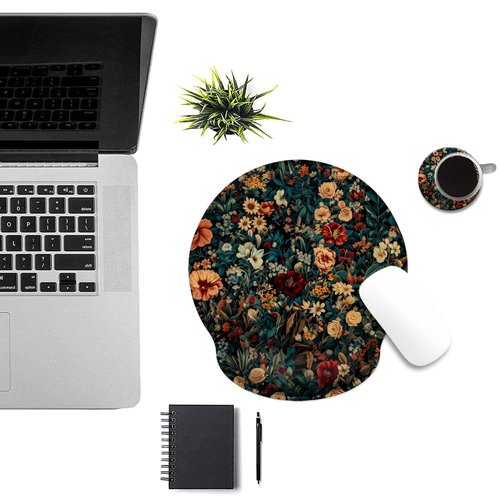 Ergonomic Mouse Pad with Memory Foam Wrist Rest Support Design,Relieve Wrist Pain Mousepad,Non-Slip Base for Laptop,Computer,Office Desk Accessories,Carpal Tunnel,Retro Floral