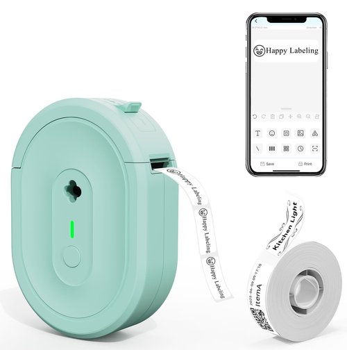 NADAIIN Label Maker Machine with Tape, Portable Bluetooth Label Makers, Inkless Mini Printer Impresora de Etiquetas Multiple Templates for Home School Office Kitchen, Green