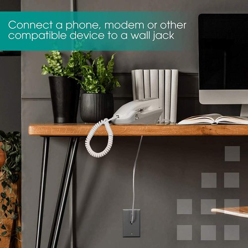 Power Gear Telephone Line Cord - 15 Feet Modular Phone Cord for Home/Office Use | Satin Finish