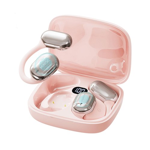 MINISO MS162 AI Translation Earbuds Real Time, 3-in-1 Translator Earbuds 135 Language&Accents OWS Bluetooth 5.4 Open Ear Headphones 50H Playtime for iOS & Android, Travel Business Learning (Pink)