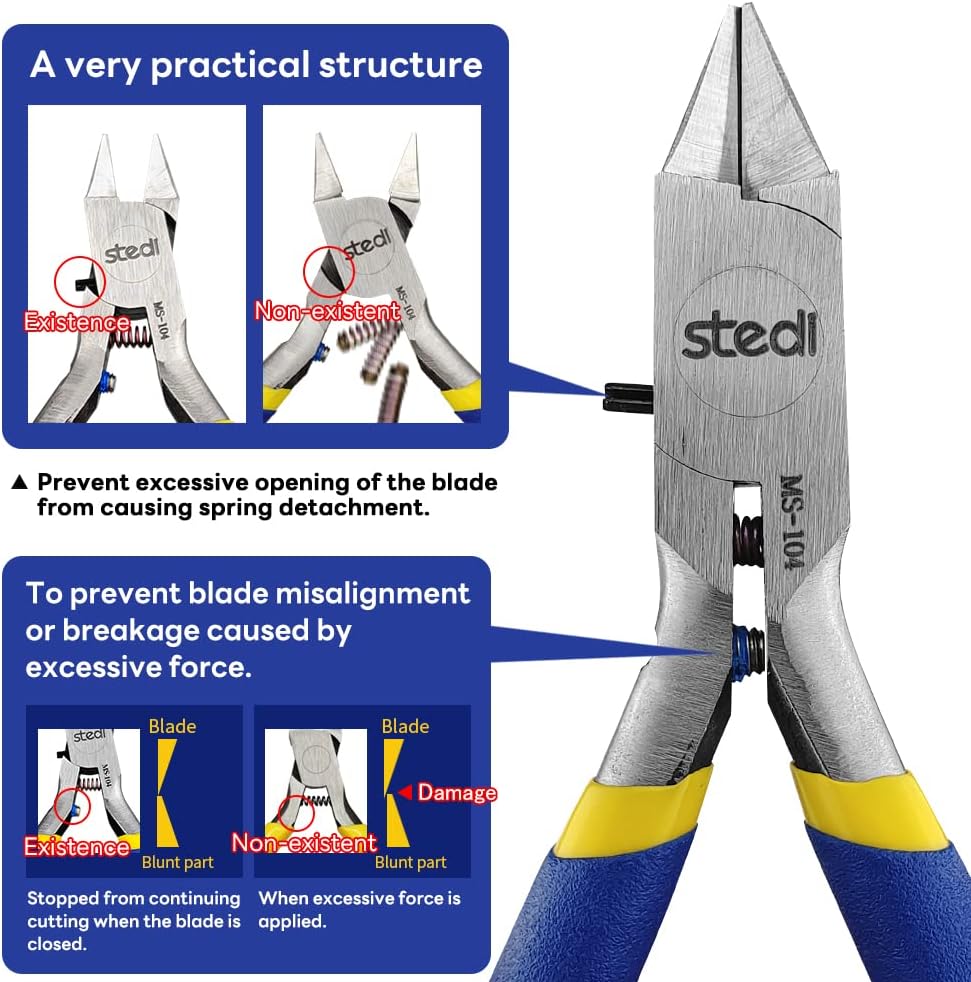 Stedi 4.7-Inch Model Nipper - Ultra-Thin Single-Edge Blade for Gundam Repair | Blue Plastic Tool