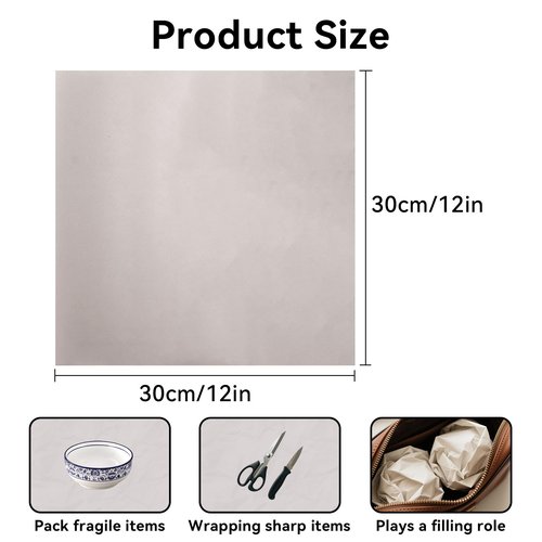 Klmnop 12x12 Inch Packing Paper for Moving, 300 Sheets Small Wrapping Paper for Protecting Wrapping and Shipping Fragile Items, Moving Box Filler Protecting China and Glasses(Grey)