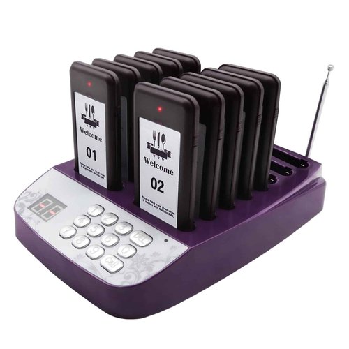 Daytech 10-Pack Wireless Pager System - Social Distancing Buzzer & Guest Calling Device for Restaurants, Retail, Healthcare (Waterproof, Rechargeable Beepers)