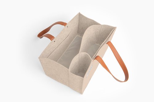 Chaise Home Organizer Caddy - File Folder Tote with Handle - Portable Office Bag - Teacher, School & Work Supplies - Arts & Crafts Storage (Beige)