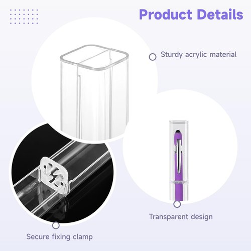 OMISTAR 40 Pcs Pen Gift Boxes, Clear Acrylic Pen Cases Reusable Pen Storage Containers Transparent Plastic Pencil Display Boxes, Empty Single Pen Holders for School Office Gift Packaging