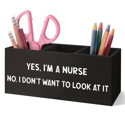 VIIJJUE Nurse Gifts Wooden Pen Pencil Holder For Desk, Nurse Appreciation Gifts, Gift for Nurses Nursing Students Wooden Makeup Brush Toothbrush Holder Organizer