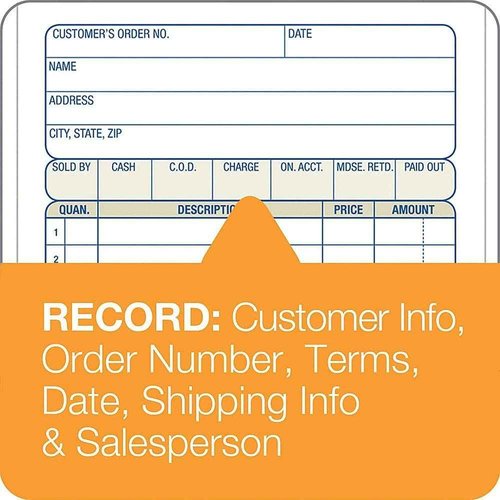 Adams Sales Order Book, 3-Part, Carbonless, 4-3/16" X 7-3/16" Inch, 50 Sets, White, Canary and Pink (TC4705) (12 Pack)
