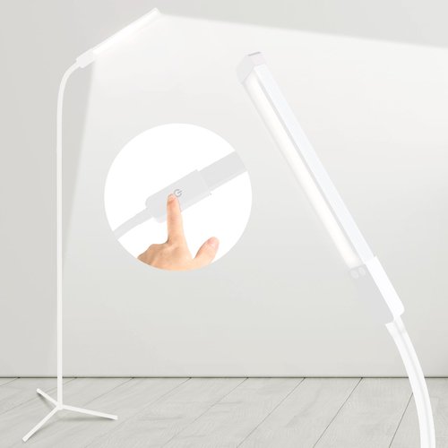 Hanaking Floor Lamp, Bright LED Lash Lamp for Eyelash Extensions, Dimmable Brightness and 3 Color Lash Light, Adjustable Height and Gooseneck for Makeup Light, White