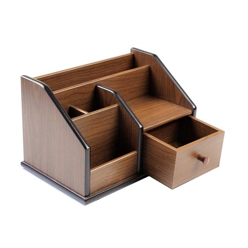N Desk organizer wood with small drawer Office and Home organization like remote control holder pencil holder HeBen1029