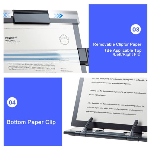 Lihaobm Desktop Document Book Holder, Document Paper Holder for Typing with 7 Adjustable Positions and Highlight Text Bar for A4 Paper Music Book, Black