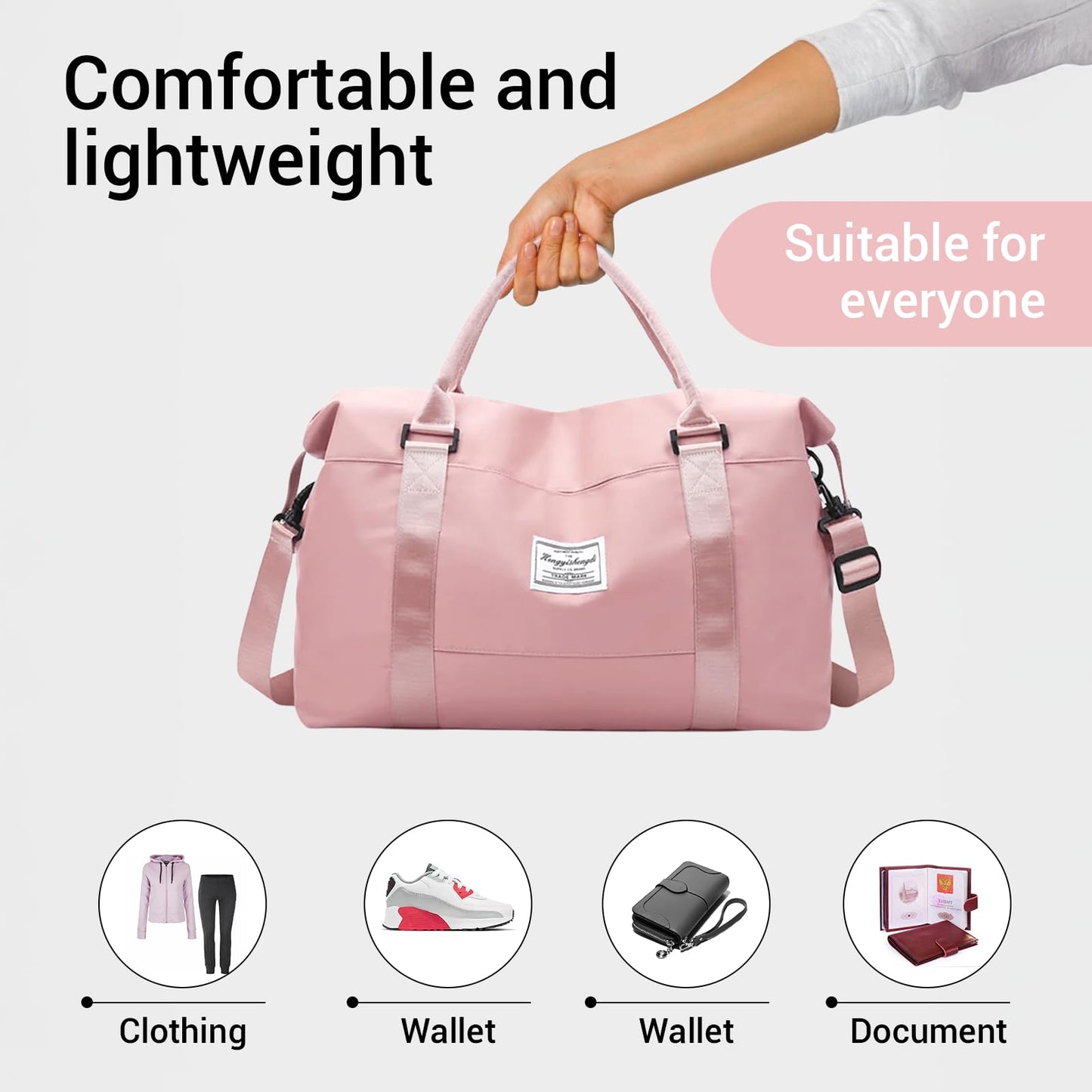 Gym Duffel Bag for Women with Shoulder Strap Lightweight Tote Travel Duffle Bag Sports Tote and Weekender Overnight Use