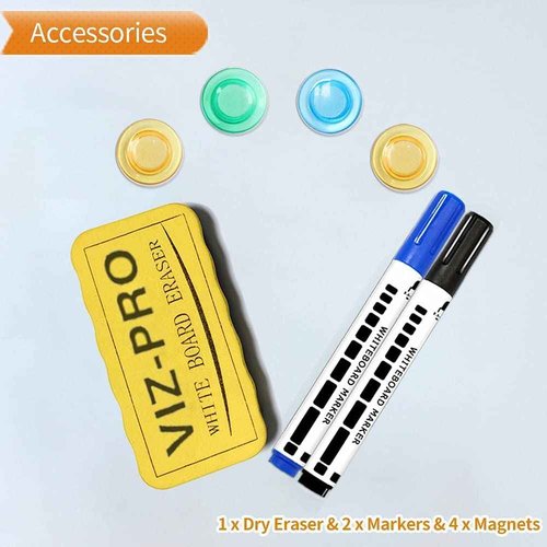 VIZ-PRO Magnetic Whiteboard/Dry Erase Board, 36 X 24 Inches, with 1 Eraser & 4 Magnets & 14 Markers