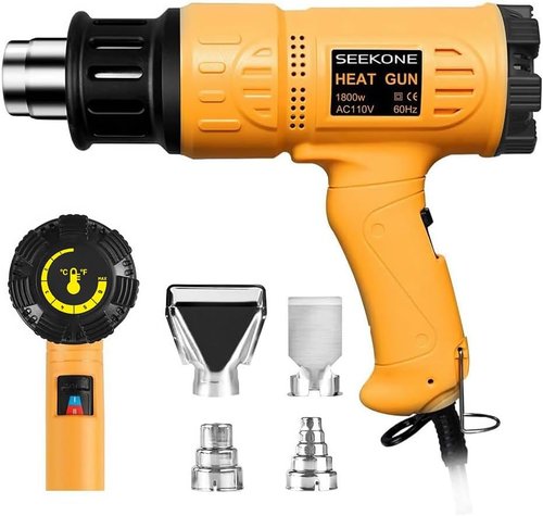 SEEKONE Heat Gun - 1800W Fast Heating Hot Air Gun Kit with Variable Temperature Control & 4 Nozzles | 5.2FT Cable