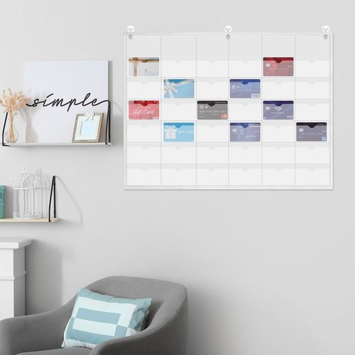 Affrolling 2 Pcs 2 x 3.5 Inch Business Card Index Card Holder Sleeve Hanging Wall Mount Business Holder 36 Slot Plastic Organizer for Office Home(White)