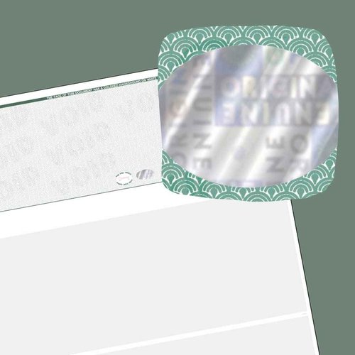 Voqado Blank Hologram Top Computer Checks, Blank Top Hologram Laser Checks with Perforated Vouchers (250 Single Checks, Green)